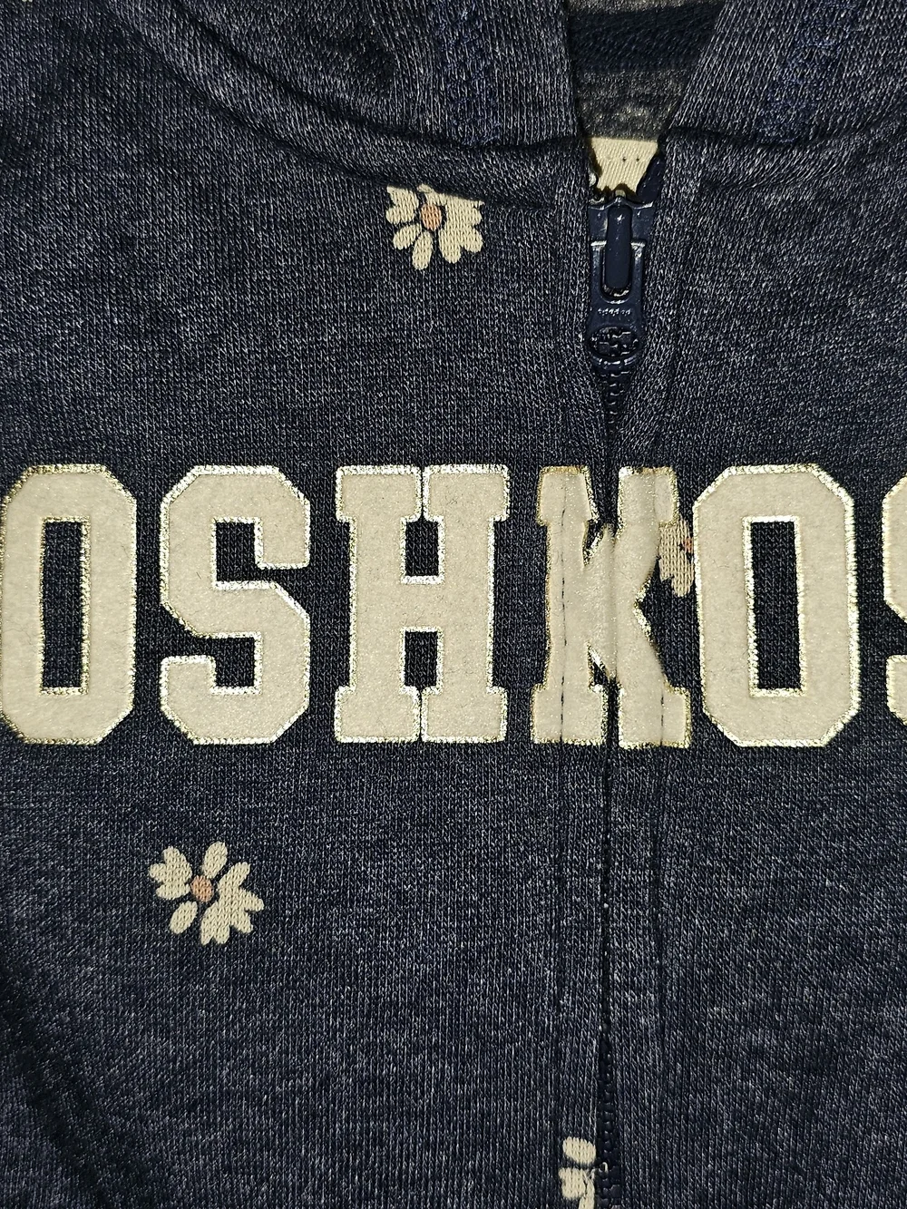OshKosh B'gosh Navy Zip Hoodie with White Floral Accents
